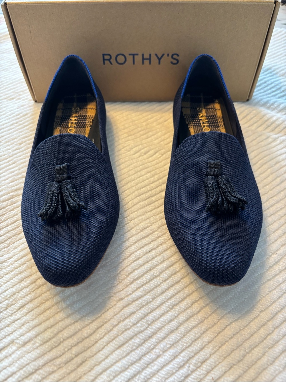 Rothy's Deep Navy Blue Tassel Loafers
